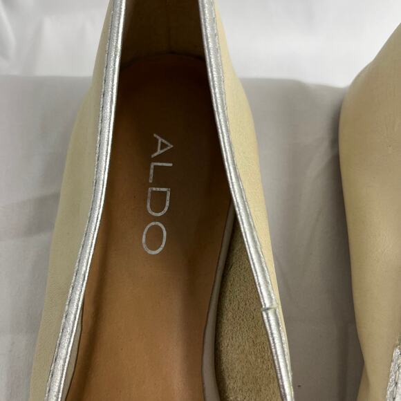 Aldo Beige Bow Cream Classic 1990s Flats Size 36 Cottage Girlcore Coquette Twee - Picture 3 of 6